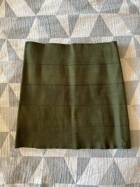 Pleasure Doing Business Bodycon Bandage Y2k Mini Skirt in Olive Green / Size Sm